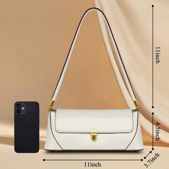 Cuiab Cream Baguette Shoulder Purse - Picture 12 of 14